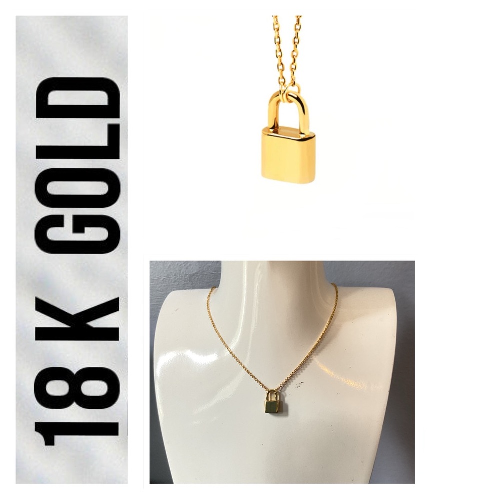 🐘🐘 18K Gold Plated Lock Pendant Necklace